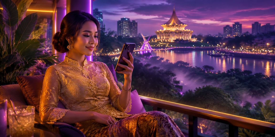 Pemain wanita Malaysia menyemak bayaran dan odds kasino langsung pada telefon pintar